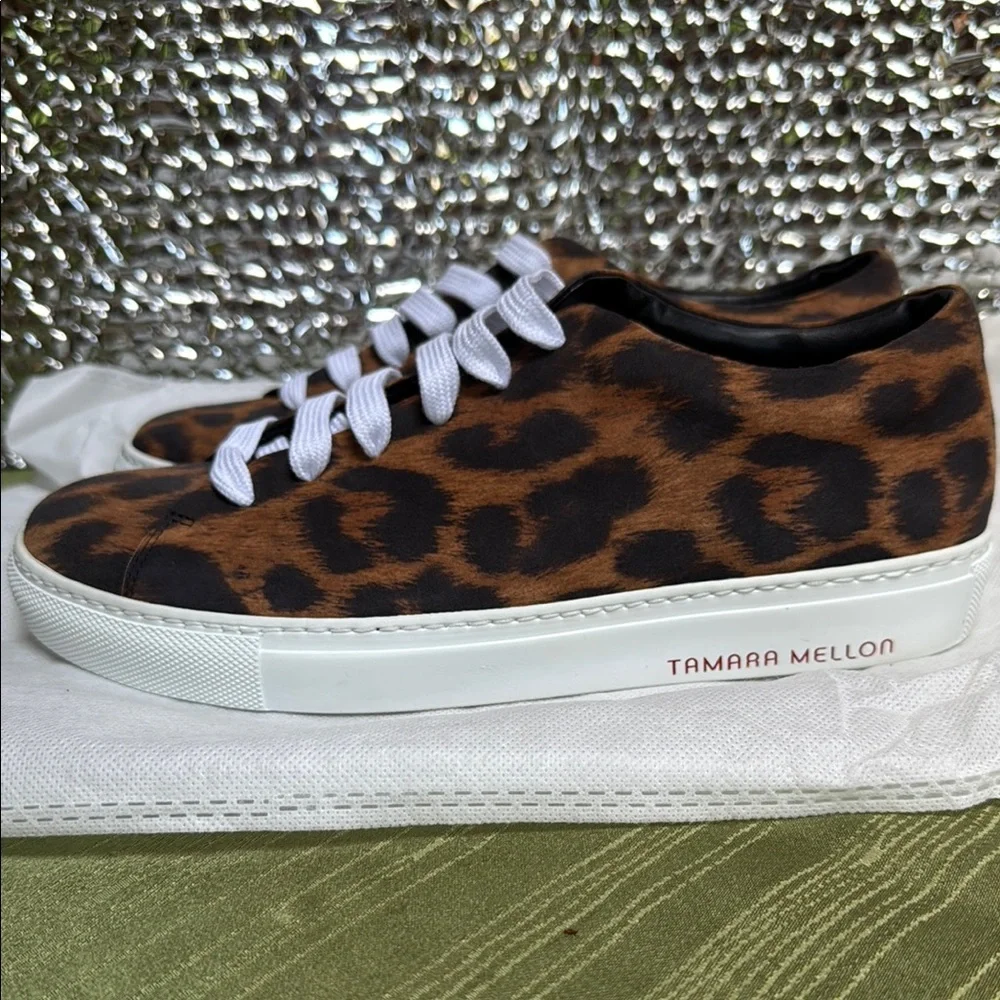 Tamara Mellon Leopard Print Sneakers with White Laces size 37 - Picture 4 of 4